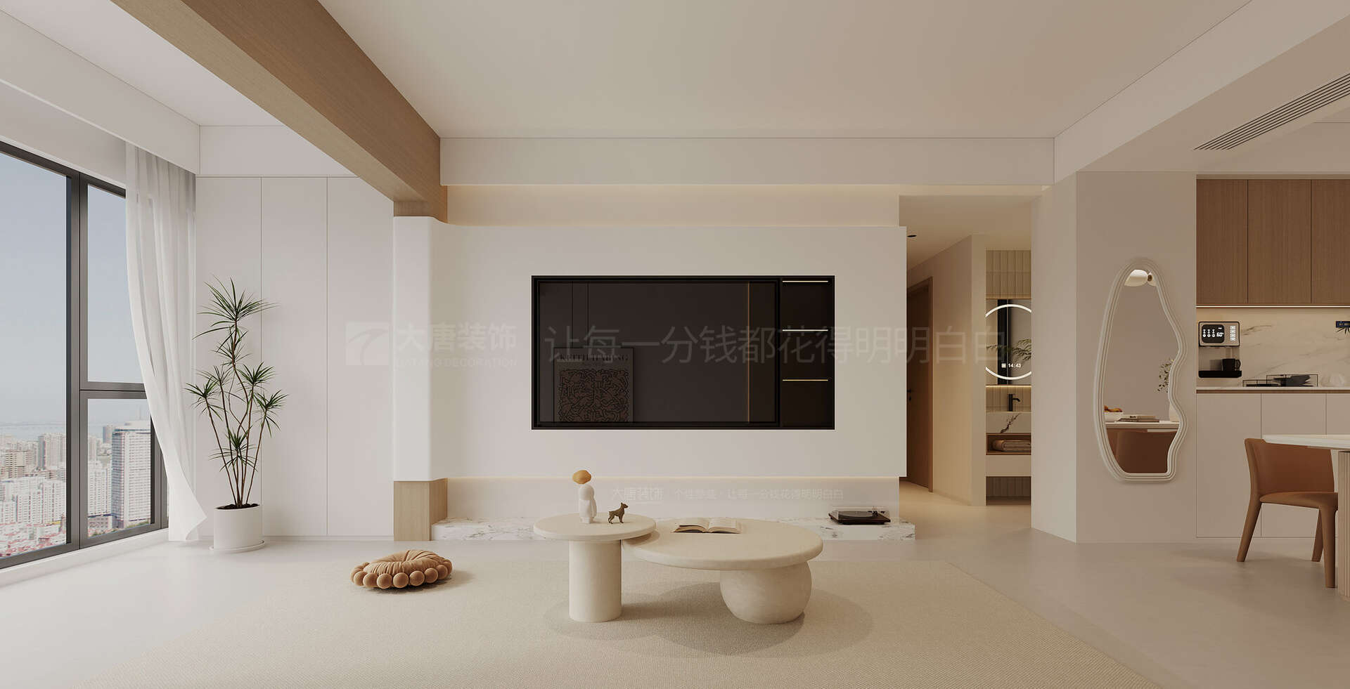 株洲裝修設計：130㎡現代奶油風裝修，靜謐舒緩的氛圍感