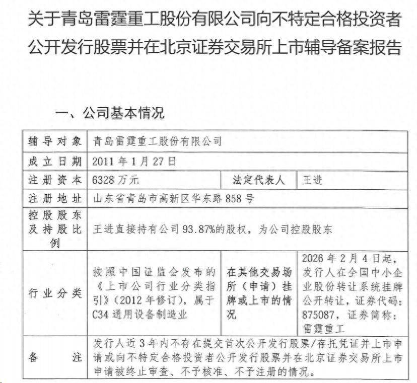 雷霆重工籌備北交所上市：95年總賬會計趙彩霞升任財務總監，專科學歷