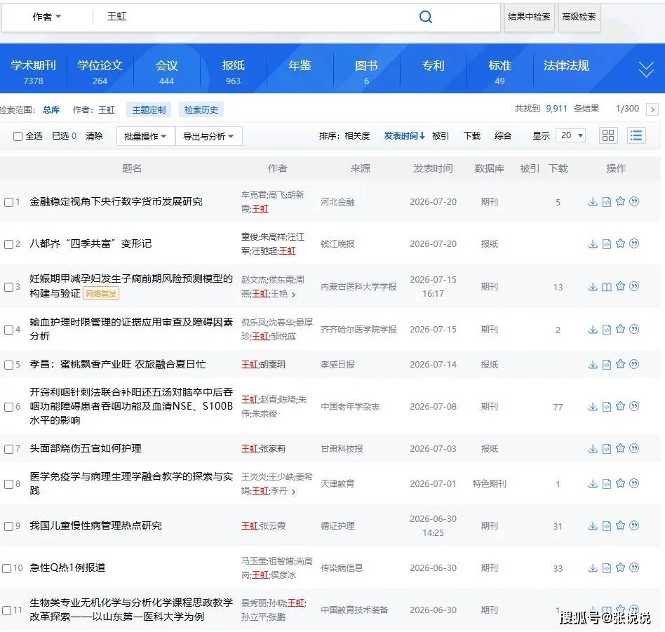 原創王虹知網論文數量是 0，她的論文數量，還比不上一個普通老師
