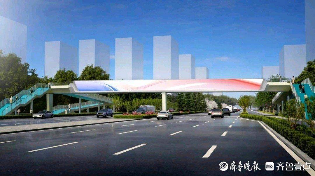 原創山東建築大學北門人行天橋主樑完成吊裝